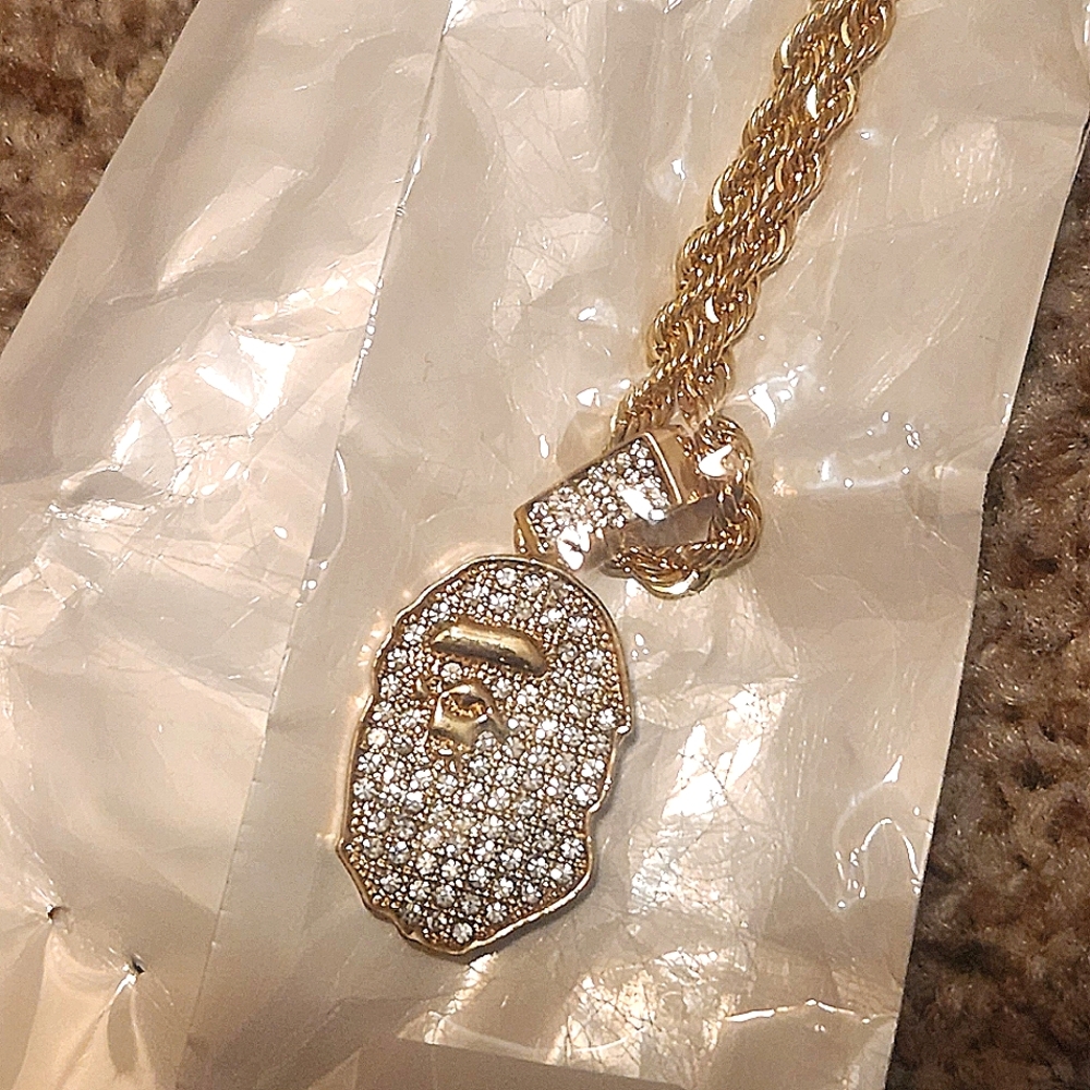 Bape Chain 24 inch length Rope Necklace With Ape Charm